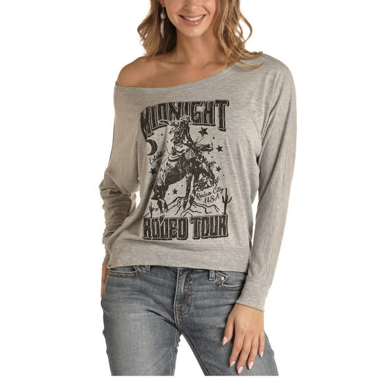 Rock & Roll Cowgirl Ladies Midnight Rodeo Tour Graphic Top 48T7699