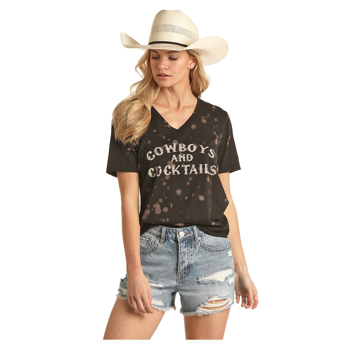 Rock & Roll Cowgirl Women's "Cowboys and Cocktails" Graphic T-Shirt 49T3241
