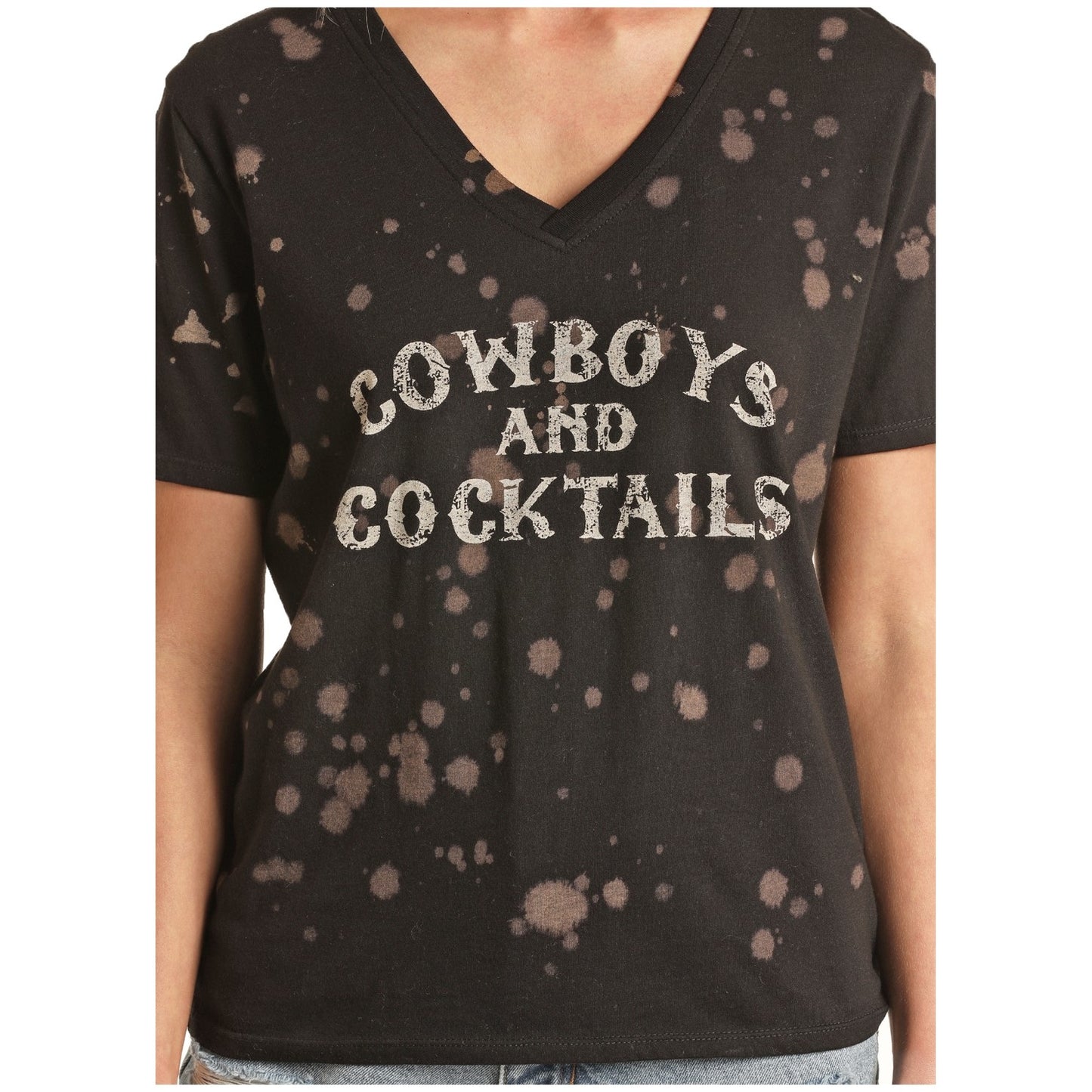 Rock & Roll Cowgirl Women's "Cowboys and Cocktails" Graphic T-Shirt 49T3241
