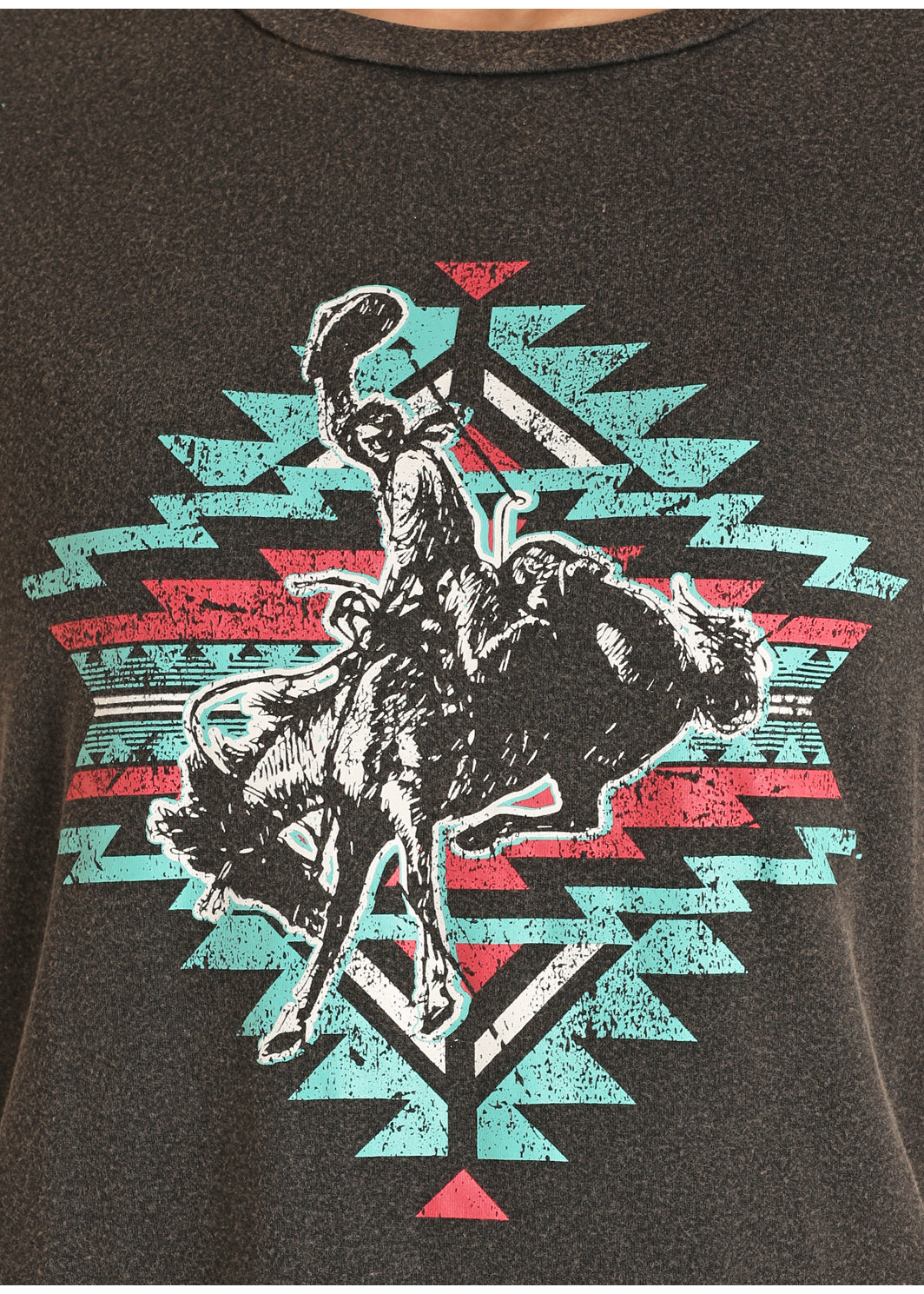 Rock & Roll Cowgirl Ladies Graphic Print Black T- Shirt 49T8423