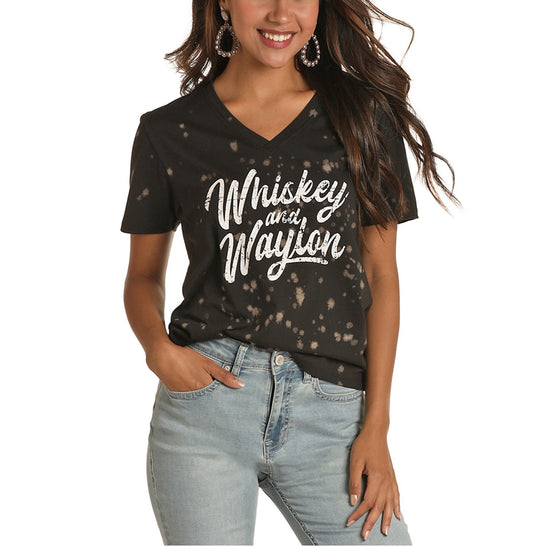 Rock & Roll Cowgirl Ladies Black Graphic T-Shirt 49T9934