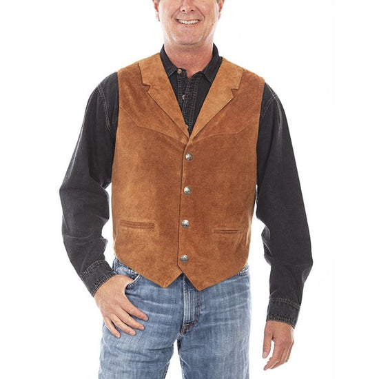 Load image into Gallery viewer, Scully Men&amp;#39;s Lambskin Snap Old Rust Western Vest 509-432
