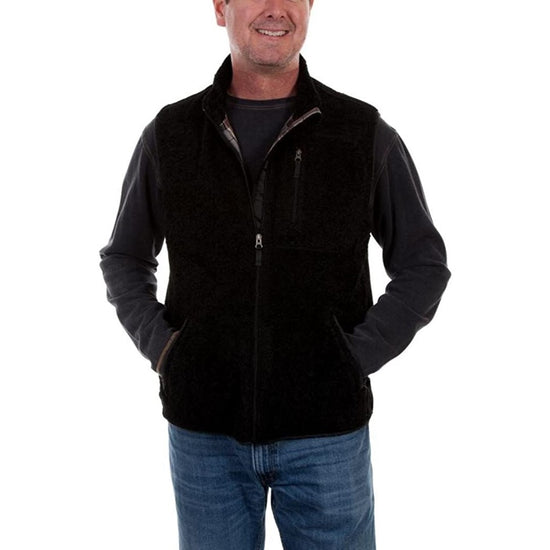 Scully Men's Reversible Black Sherpa To Plaid Vest TR-078