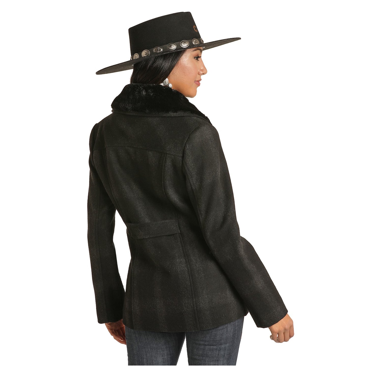 Powder River Outfitters Ladies Wool Plaid Charcoal Jacket 52-1007-02
