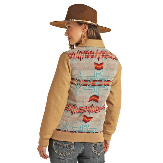 Powder River Ladies Aztec Natural Jacquard Bomber Coat 52-1020-12