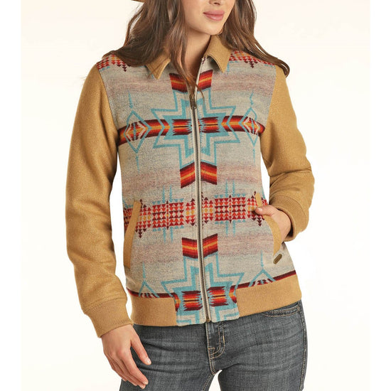 Powder River Ladies Aztec Natural Jacquard Bomber Coat 52-1020-12