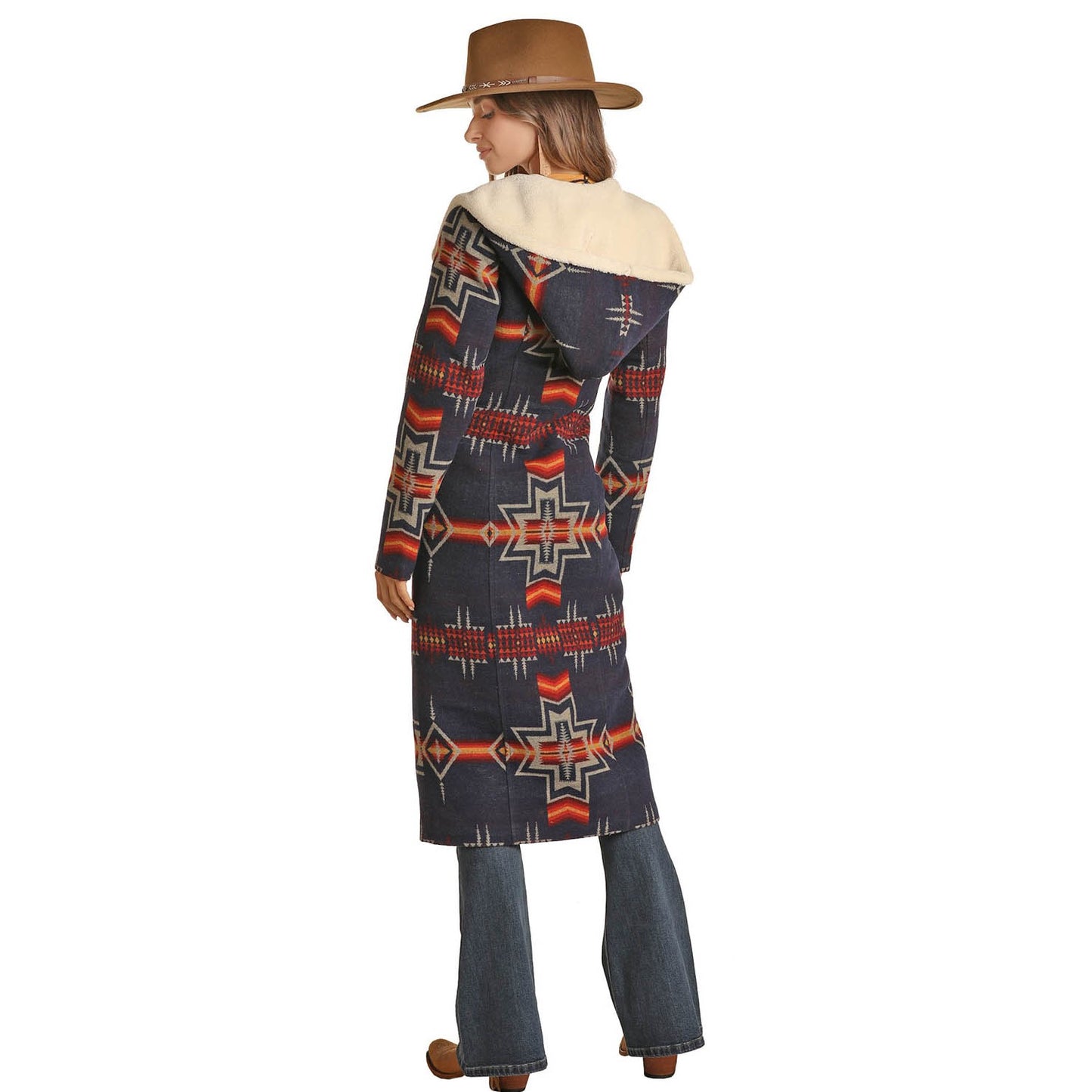 Powder River Outfitters Ladies Aztec Navy Jacquard Long Coat 52-1021-41