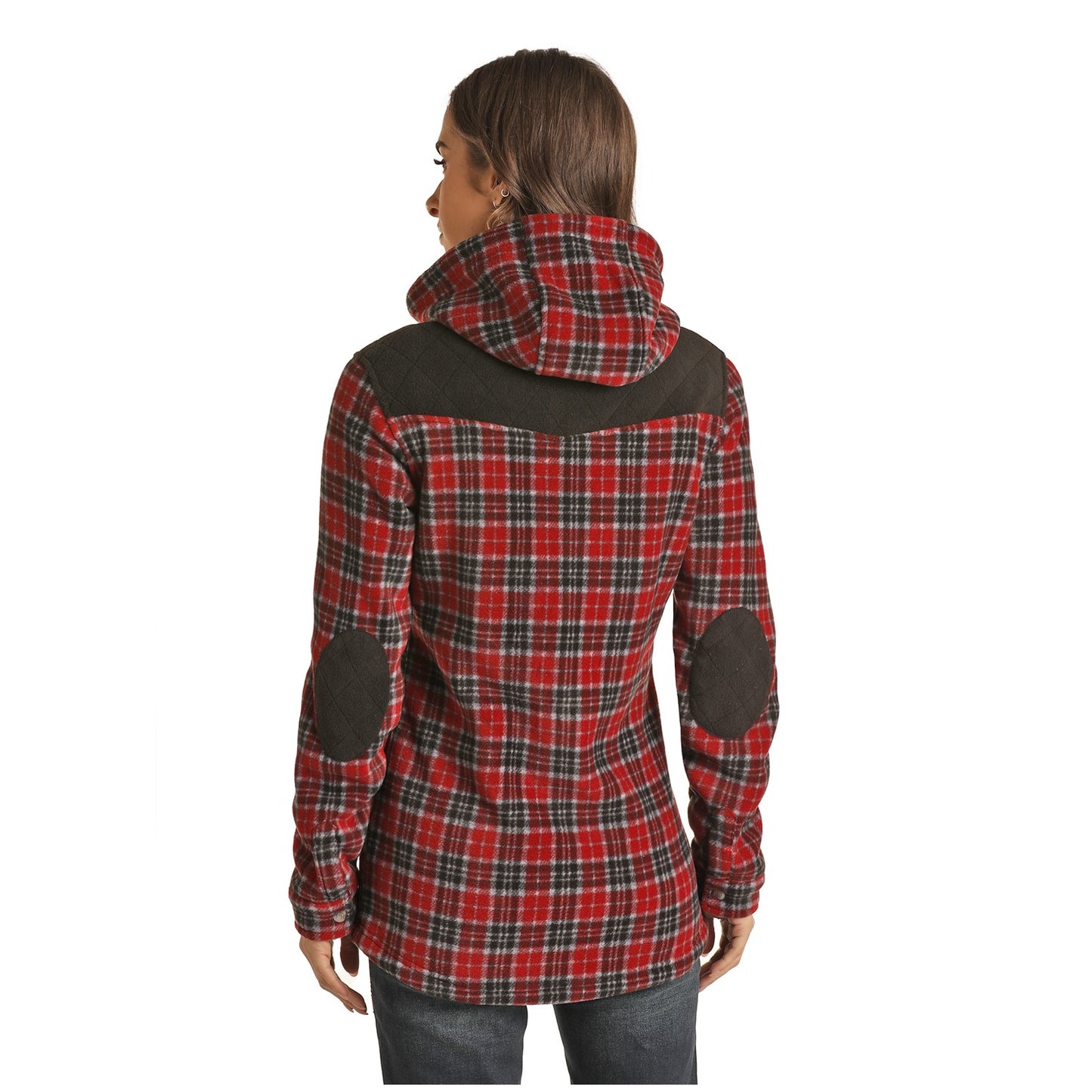 Powder River Outfitters Ladies Zip Plaid Fleece Hooded Jacket 52-1043
