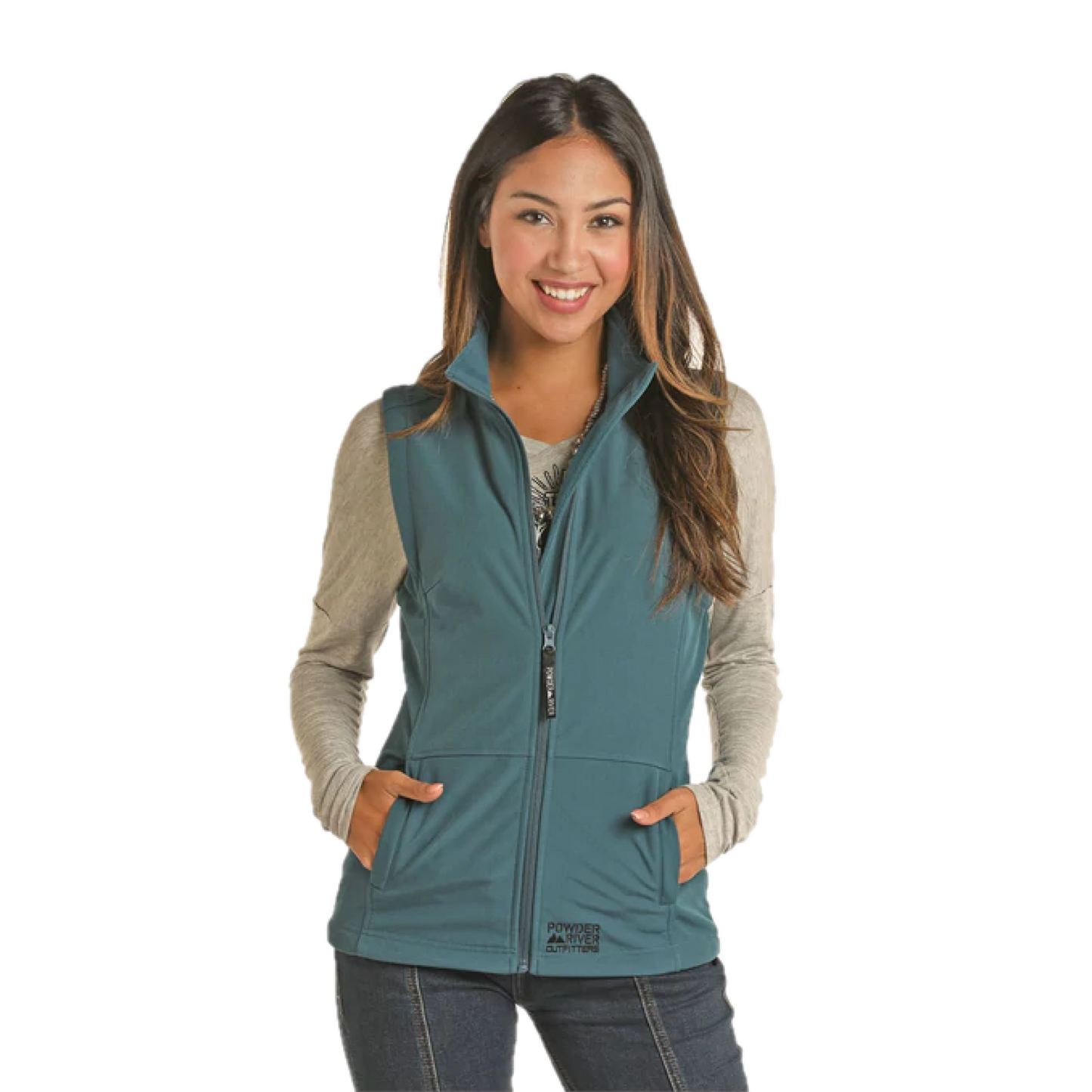 Powder River Ladies Performance Teal Softshell Vest 58-9657-81