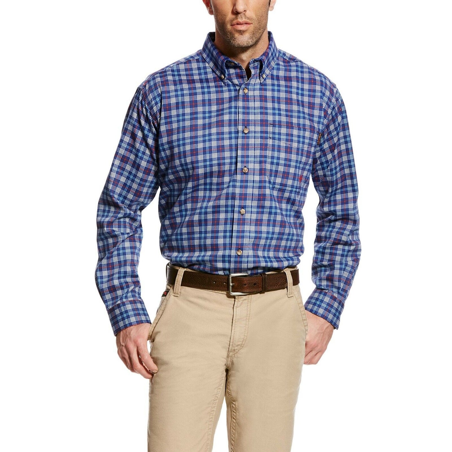 Ariat® Men's FR Collins Blue Paid Button Front Shirt 10020807