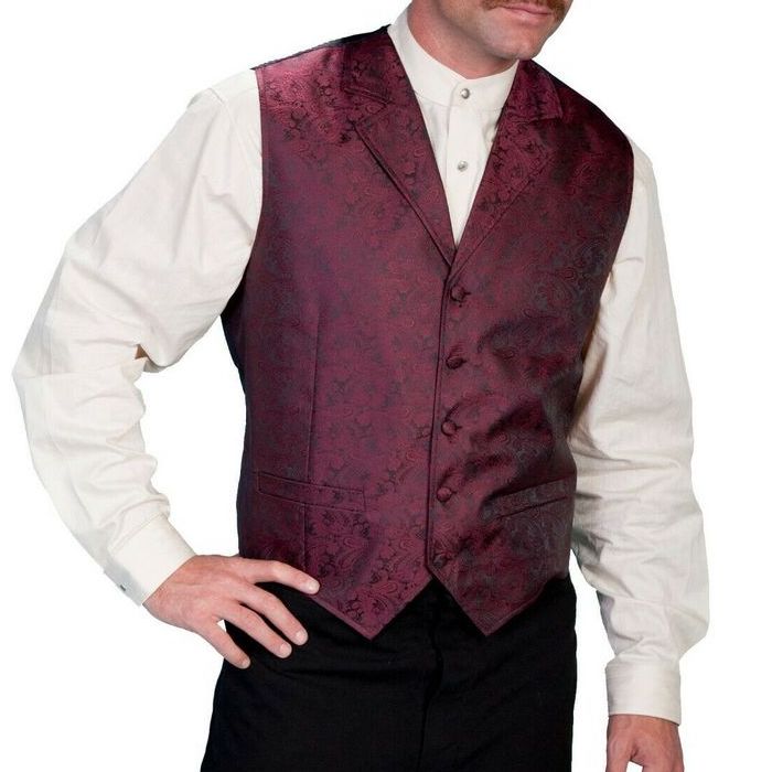western dress vest Scully Men's Rangewear Paisley I'm so excited for 2025gift Black striped lining Size:13 Youth
