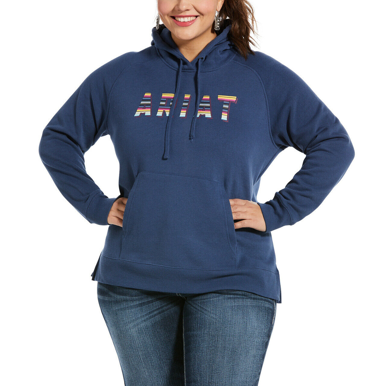 Load image into Gallery viewer, Ariat® Ladies Serape Logo Marine Blue Hoodie Sweatshirt 10032786
