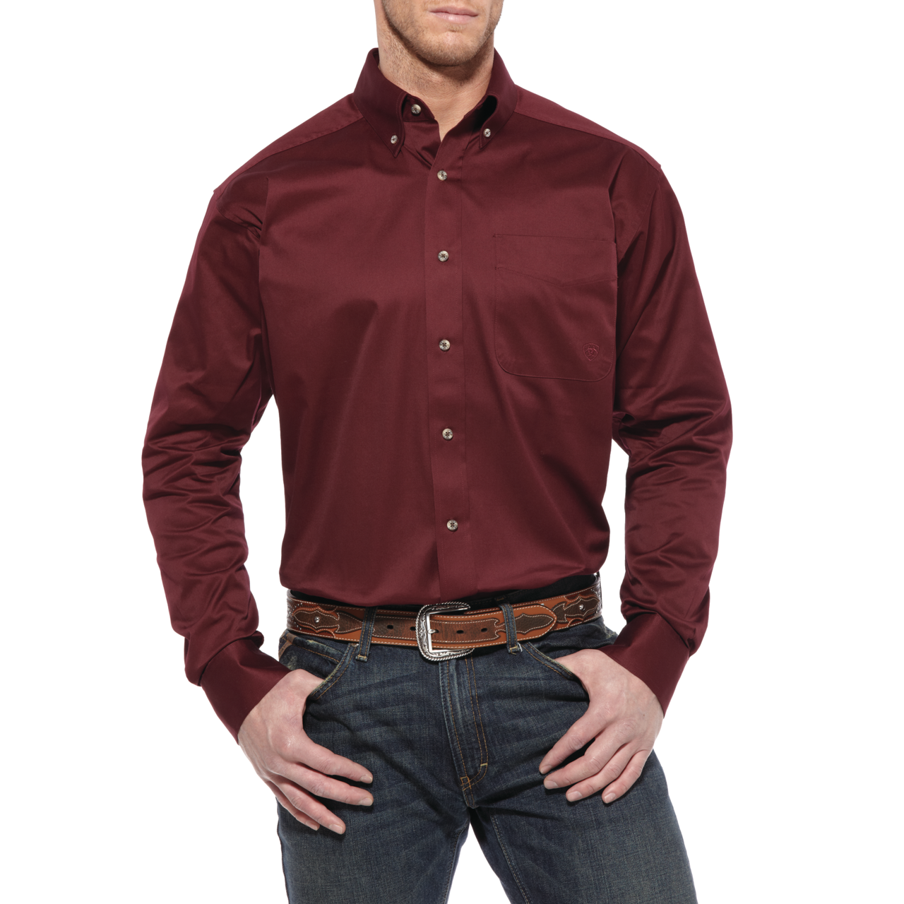 Ariat® Men's Casual Series Burgundy Fitted Button-Up Shirt 10034226