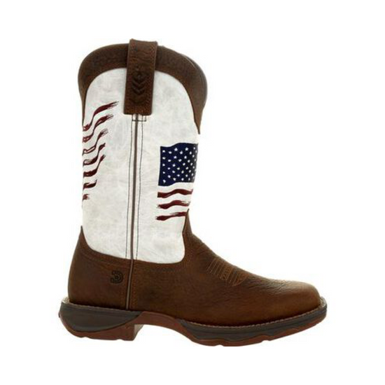 Durango® Ladies Rebel Brown & White Flag Embroidery Western Boots DRD0394