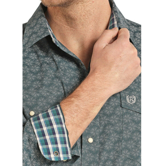 Panhandle Men's Teal Peached Poplin Long Sleeve Button Shirt 36S7712