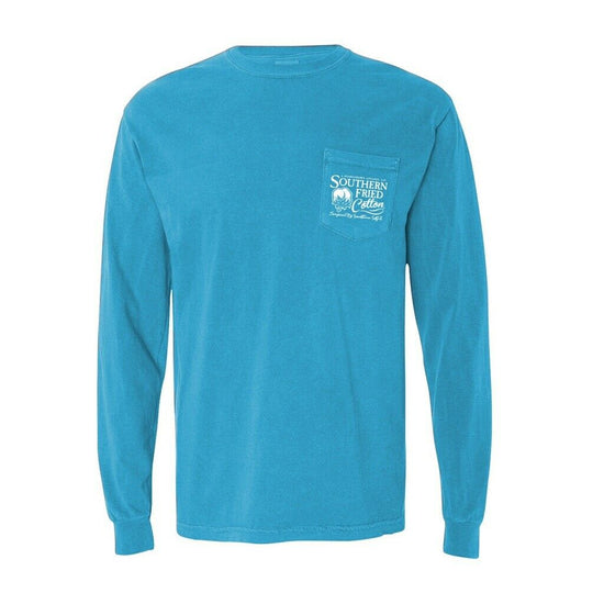 Southern Fried Cotton Polka Pointer Lagoon LS T-Shirts SFM30283