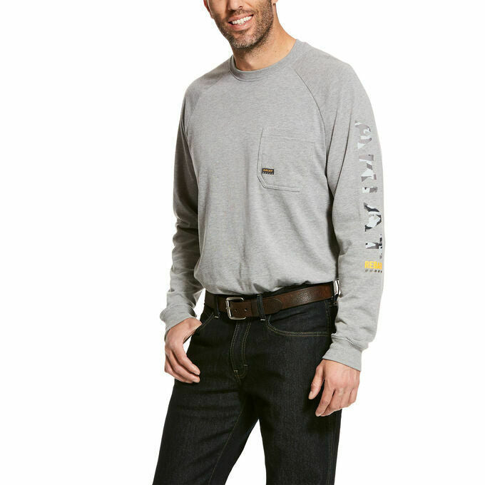 Load image into Gallery viewer, Ariat® Men&amp;#39;s Heather Grey Rebar Cotton Strong T-Shirt 10027901
