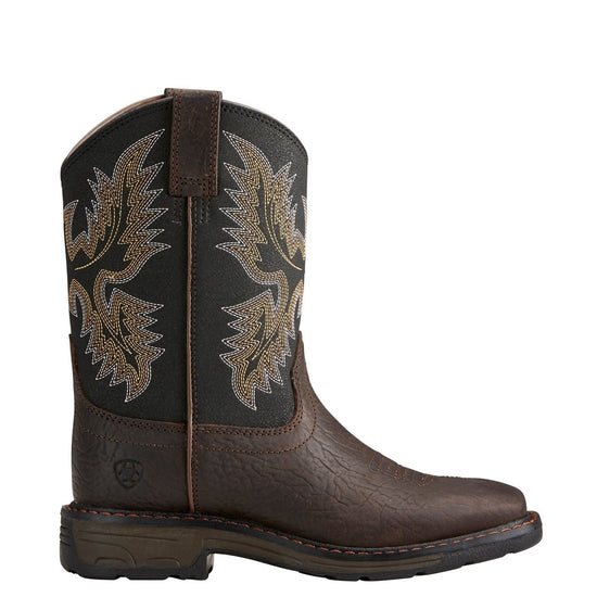 Ariat® Children's Workhog Wide Square Toe Brown & Black Boots 10021452 - Wild West Boot Store