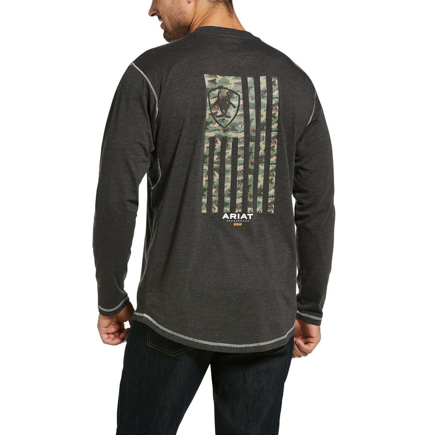 Ariat® Men's Rebar Workman Camo Flag Charcoal Heather T-Shirt 10033073