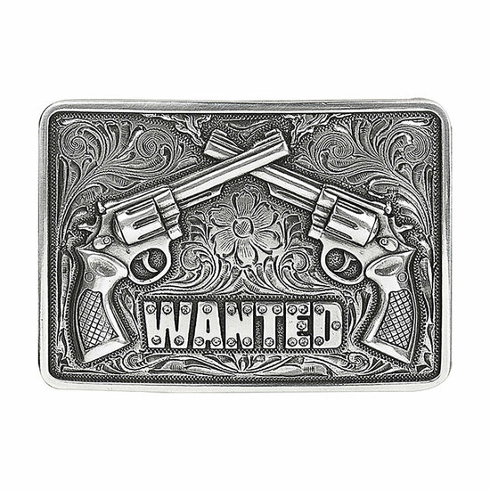 Nocona Men's Silver Wanted Pistols Belt Buckle 37656