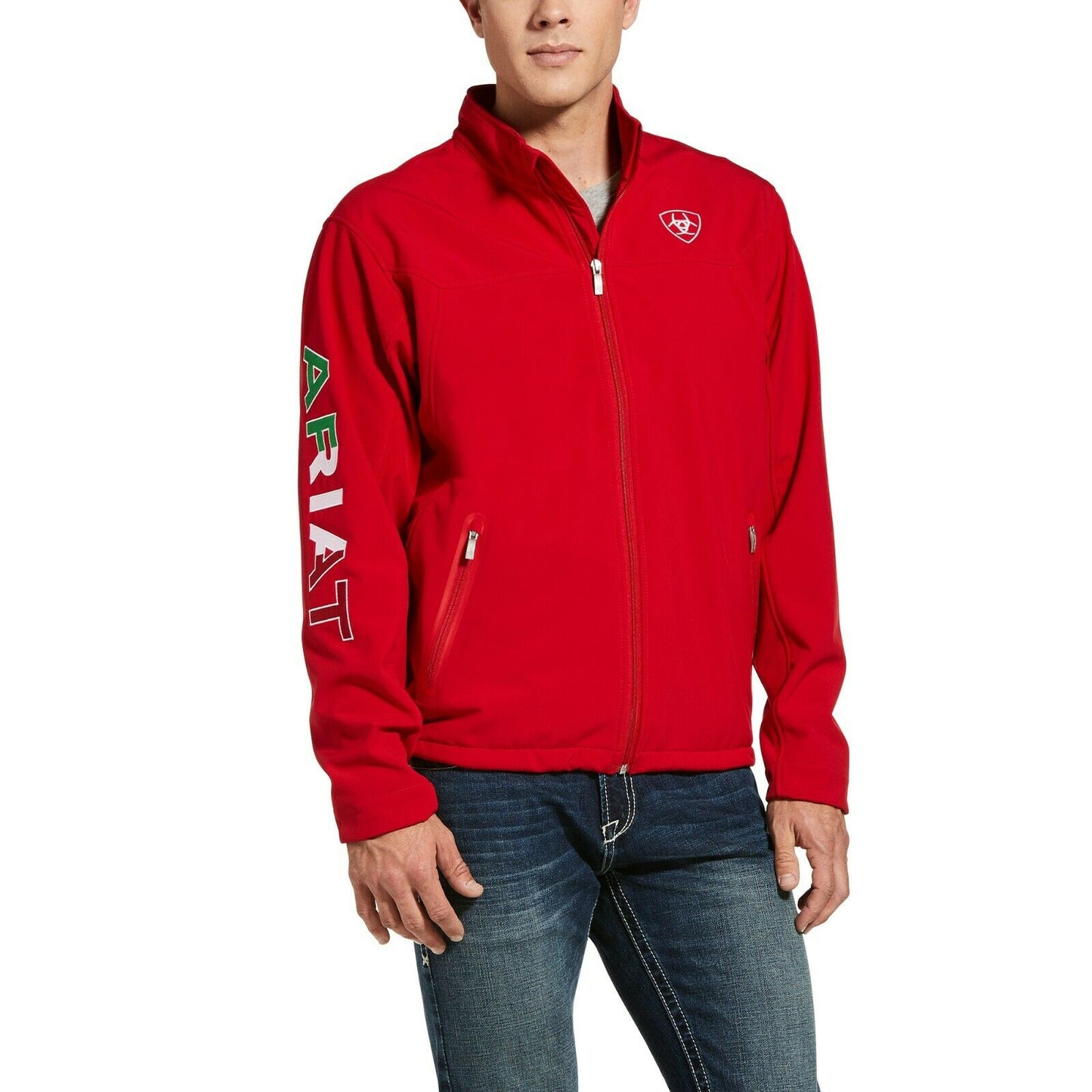 Ariat® Men's New Team Logo Red Mexican Flag Softshell Jacket 10033525