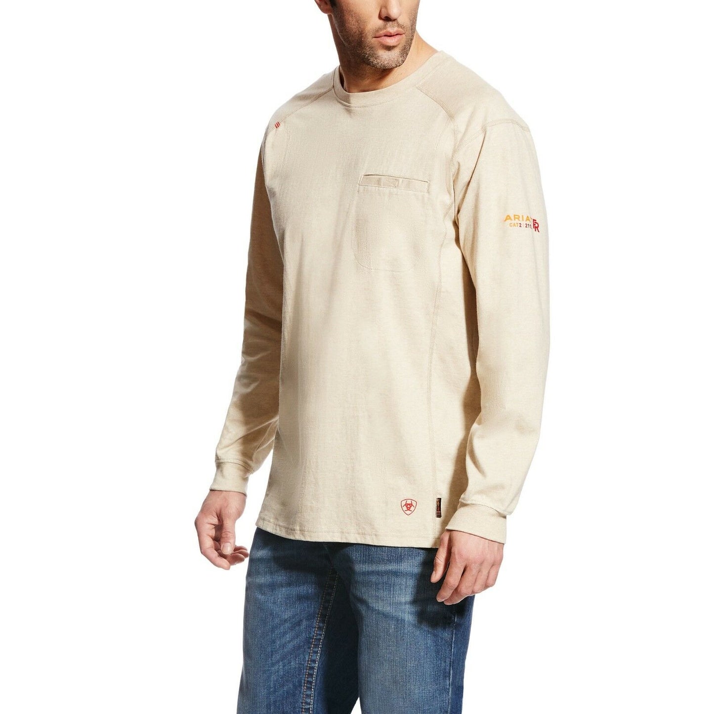 Ariat® Men's FR Air Crew Sand Heather Long Sleeve T-Shirt 10022328