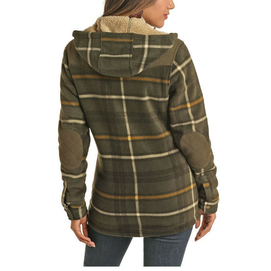 Powder River Outfitters Ladies Fleece Green Plaid Jacket 52-6696