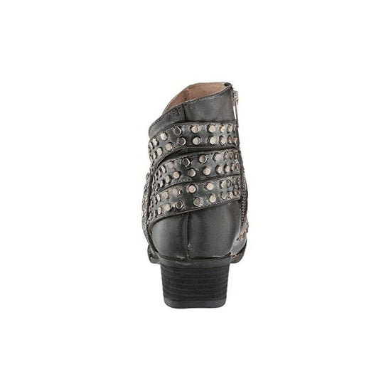 Corral Ladies Black Zipper & Studded Straps Round Toe Booties Q5095
