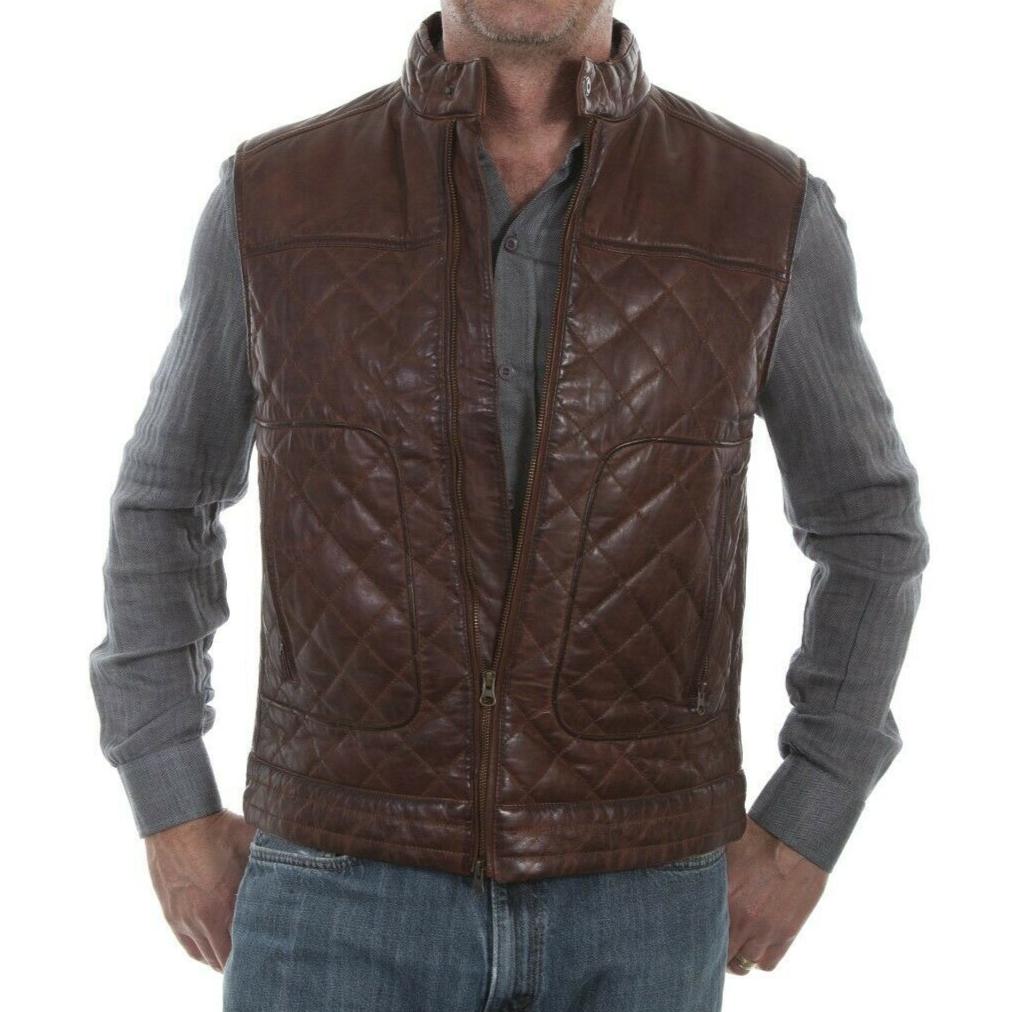 Scully Men's Antique Brown  Leather Vest 1026-189