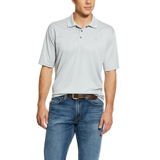 Ariat® Men's Fade TEK Harbor Mist Striped Jersey Polo Shirt 10030948