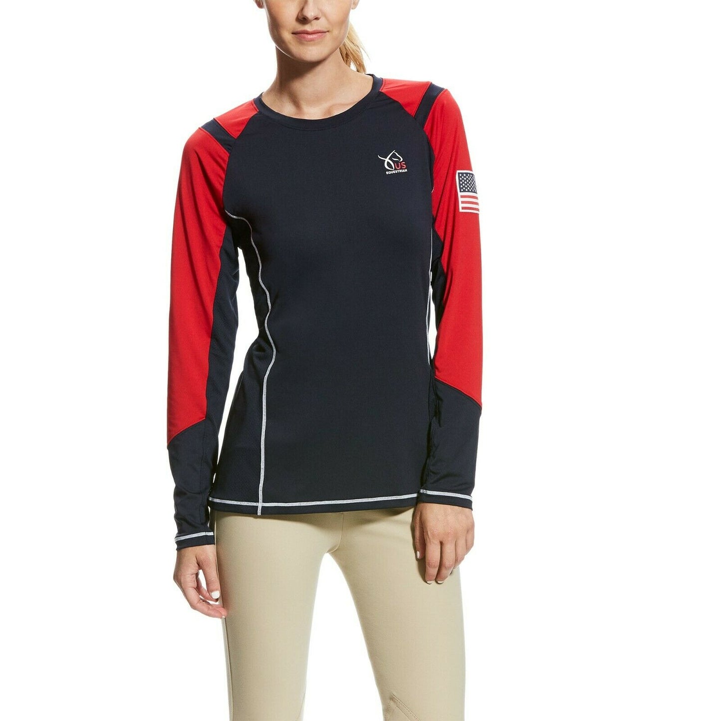 Ariat® Ladies Navy and Red Cambria Crew Long Sleeve Baselayer 10023775