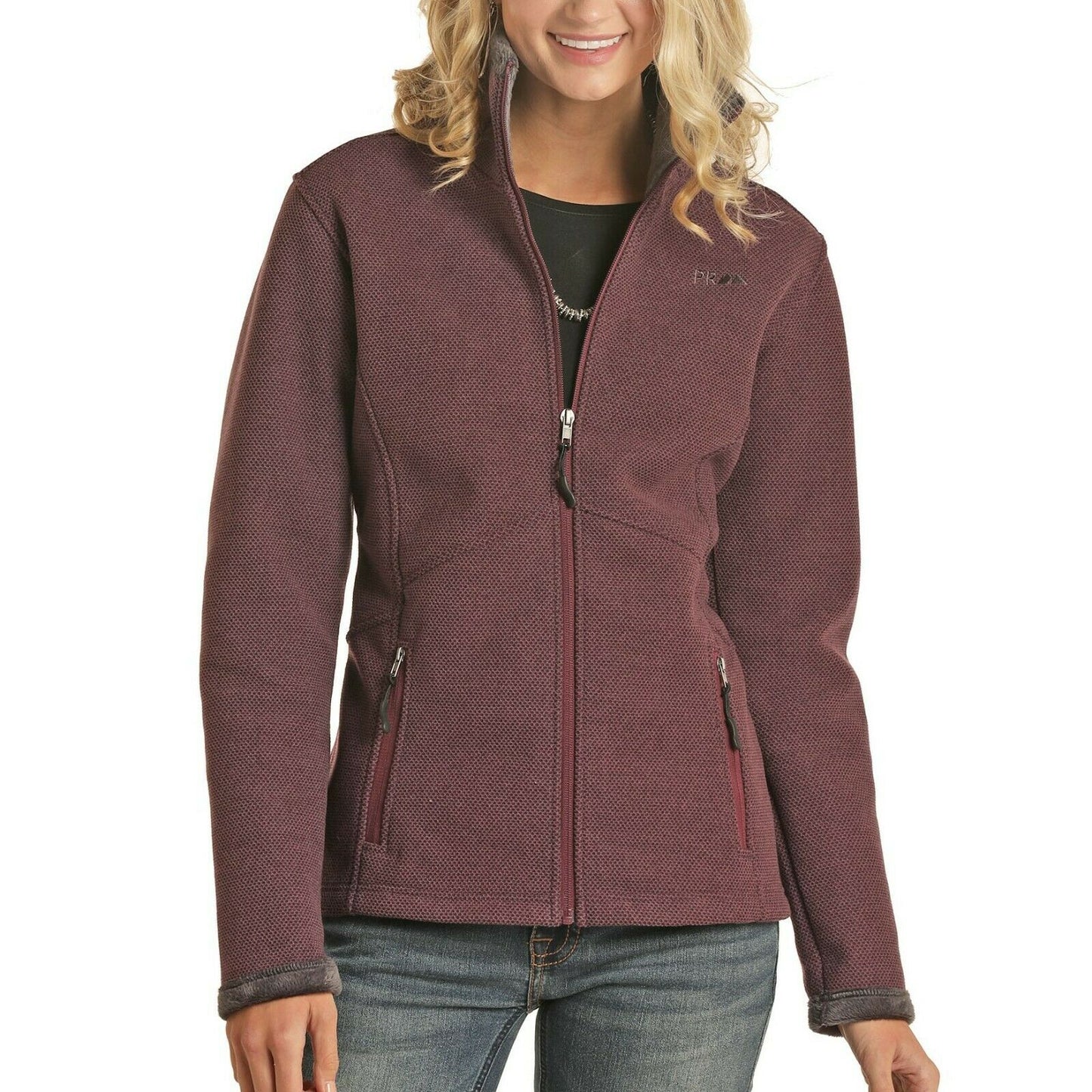Powder River Outfitters Ladies Maroon Waffle Knit Jacket 52-6660-60