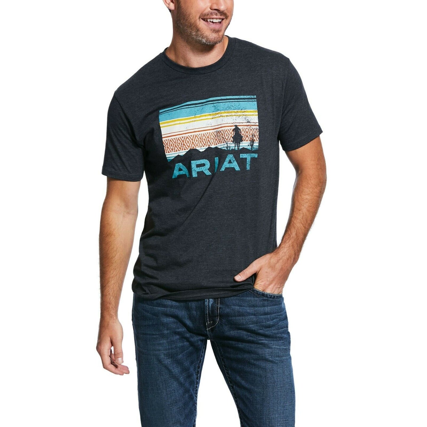Load image into Gallery viewer, Ariat® Men&amp;#39;s Charcoal Heather Blanket Sunset T-Shirt 10032530
