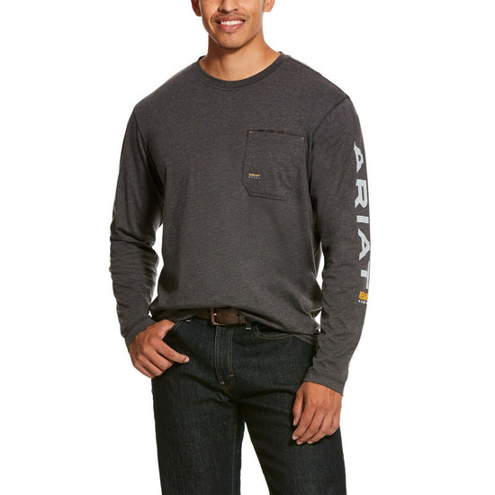 Ariat® Men's Rebar Workman Grey Long Sleeve Logo T-Shirt 10027815