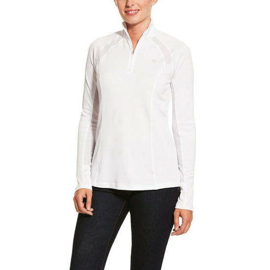 Ariat® Ladies Sunstopper 2.0 White 1/4-Zip Pullover Baselayer 10030471