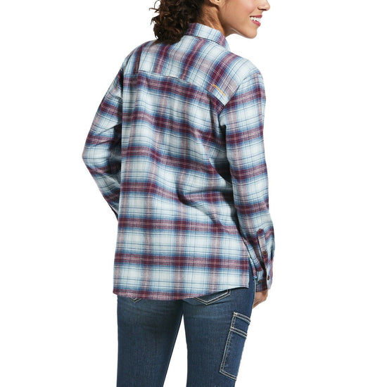 Ariat® Ladies Rebar Flannel DuraStretch Blue Plaid Work Shirt 10032906
