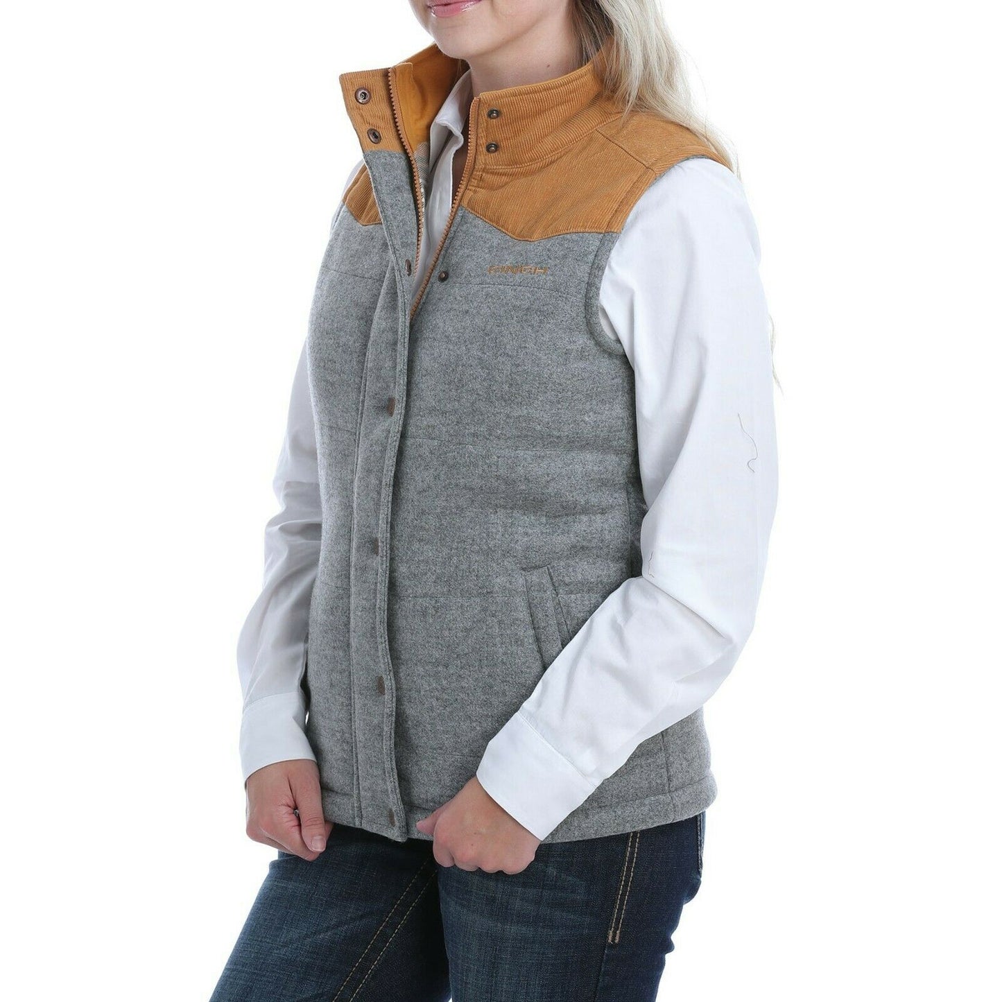 Cinch Ladies  Grey Brushed Tweed Vest MAV9884002
