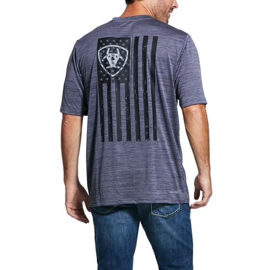Load image into Gallery viewer, Ariat® Men&amp;#39;s Gray Charger Vertical Flag Short Sleeve T-Shirt 10032100
