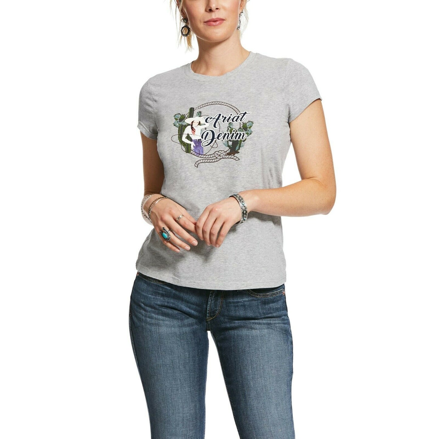 Ariat Ladies Heather Gray R.E.A.L Roped Frame T-Shirt 10032067