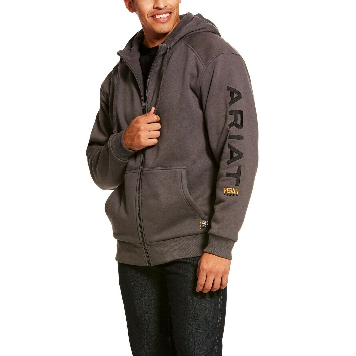 Ariat® Men's Rebar Grey All-Weather Full-Zip Logo Hoodie 10027800