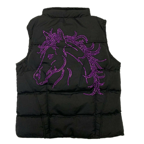 Cowgirl Hardware Girl's Purple Horse Black Poly-Fill Vest 886075-010