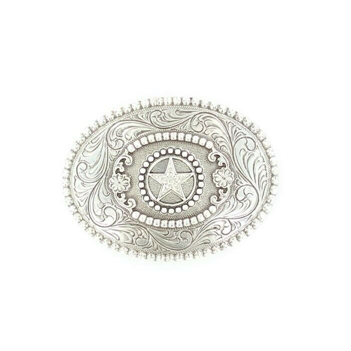 Nocona Silver Star & Filigree Swirl  Belt Buckle 3756844