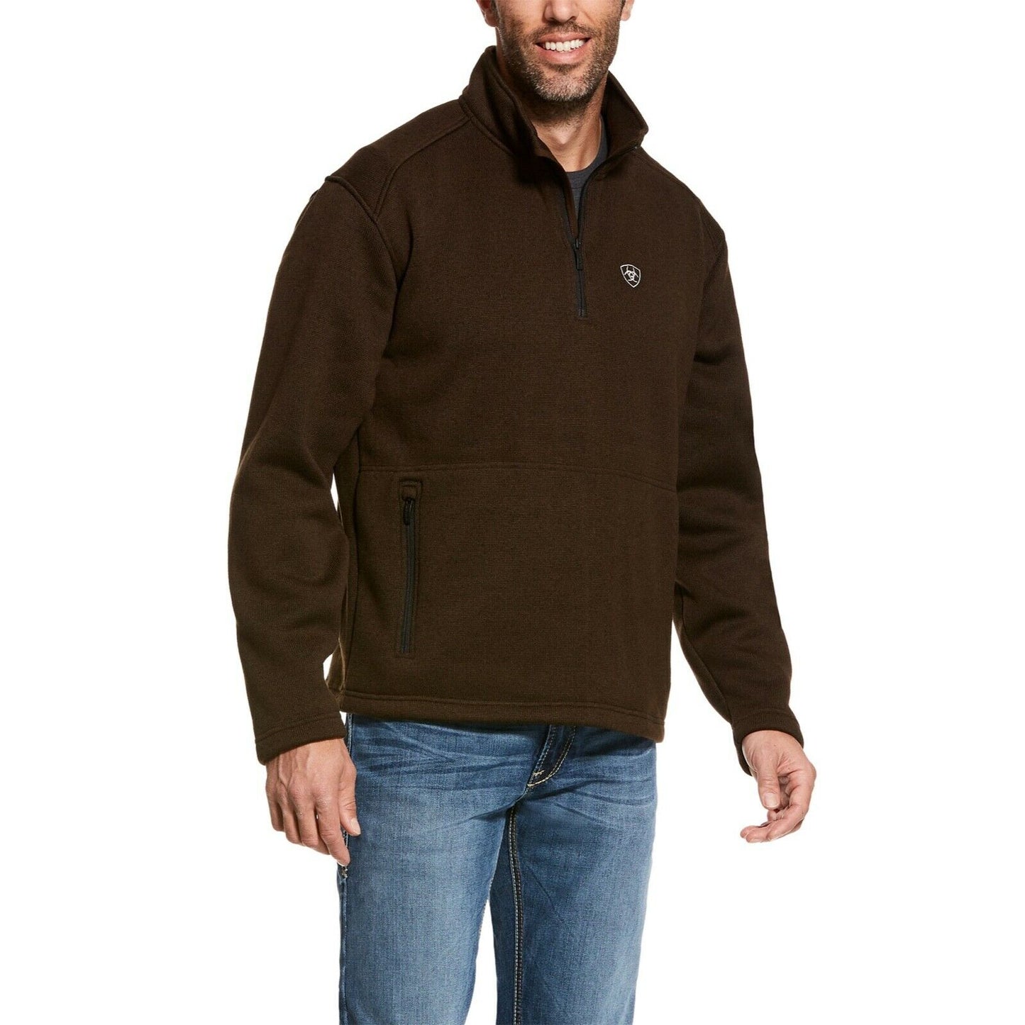 Ariat® Men's Caldwell 1/4 Zip Dark Brew Brown Sweater 10027968