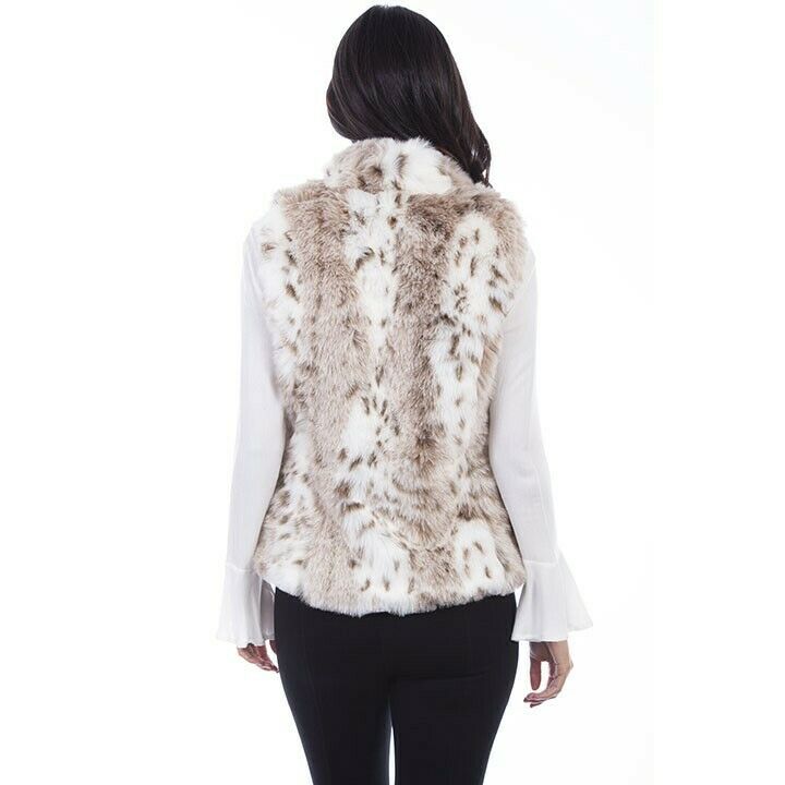 Scully Ladies Leopard Print Faux Fur Reversible Vest 8055-LEP