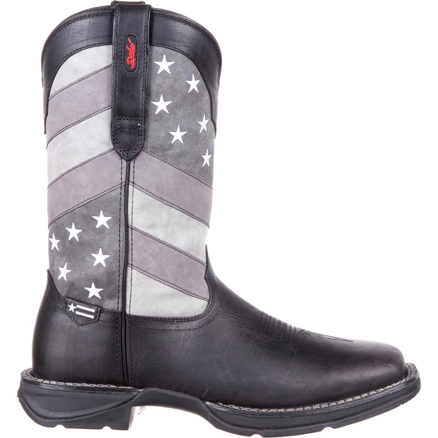 Durango Men's Rebel Faded Black & Grey Flag Square Toe Boot DDB0125 - Wild West Boot Store