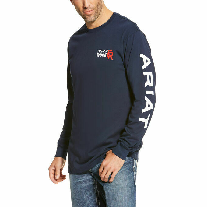 Ariat® Men's Navy Fire-Resistant Long Sleeve Logo T-Shirt 10019053