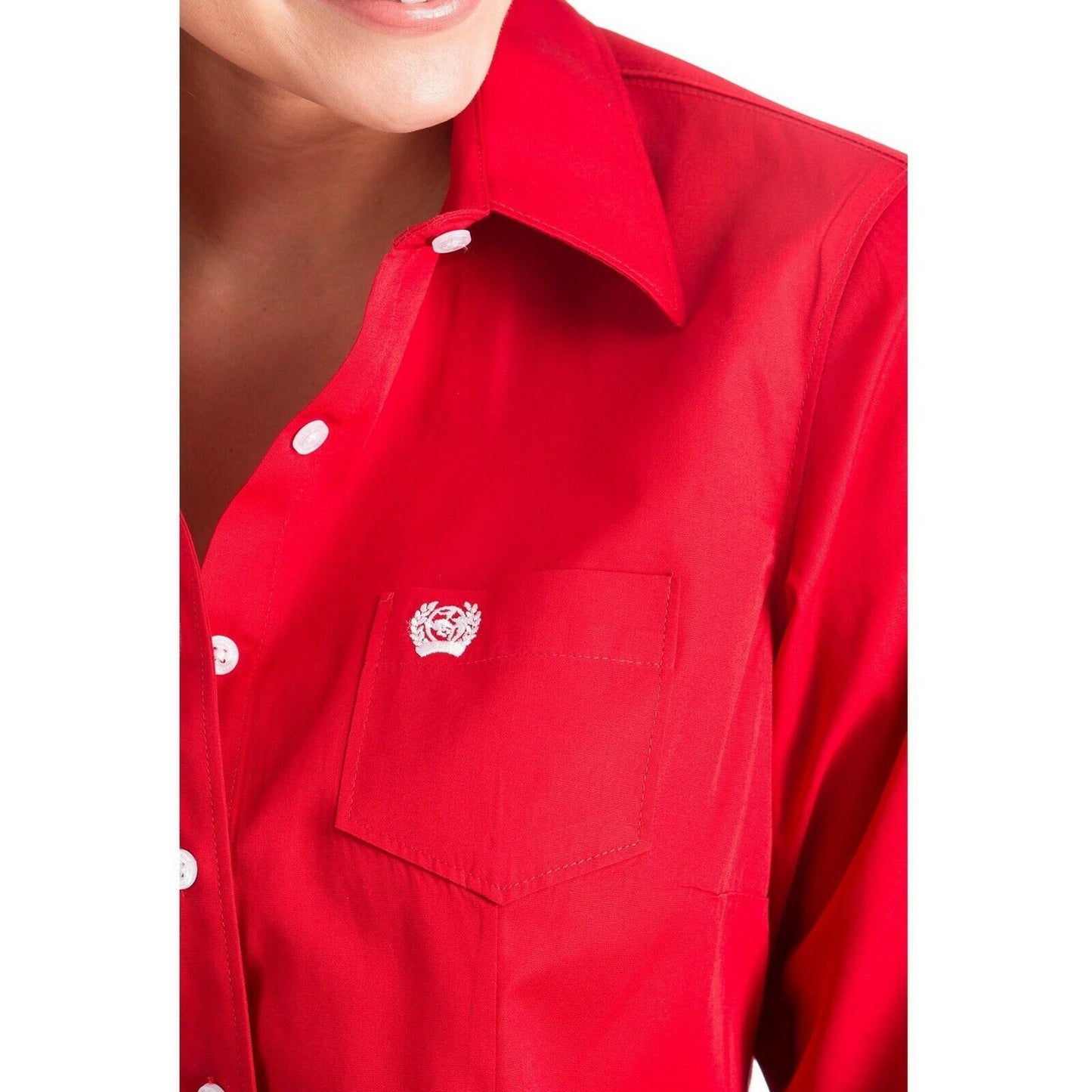 Cinch Ladies Solid Red Button-Down Shirt MSW9164032