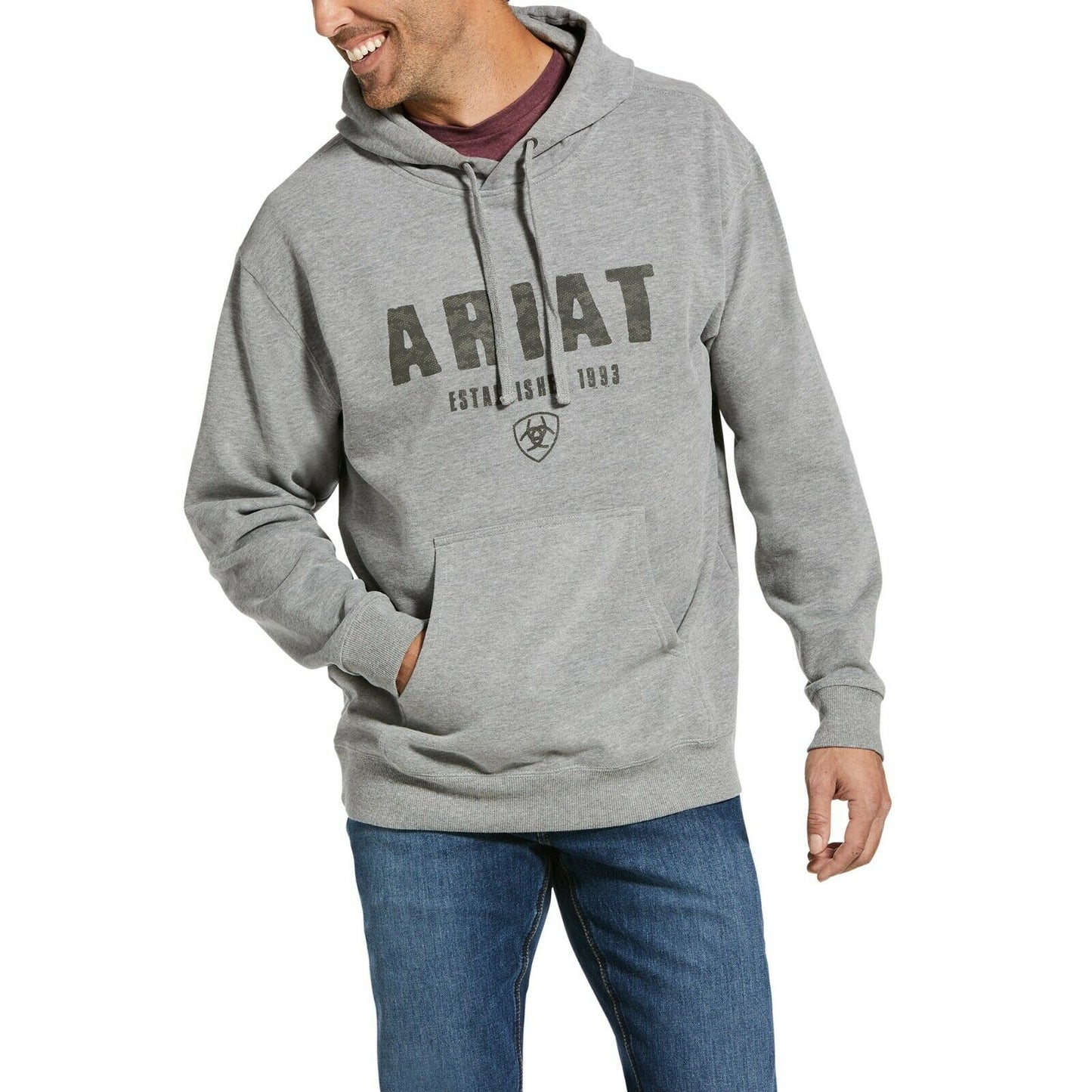 Ariat® Men's Digi Logo Brushed Fleece Athletic Heather Hoodie 10033148