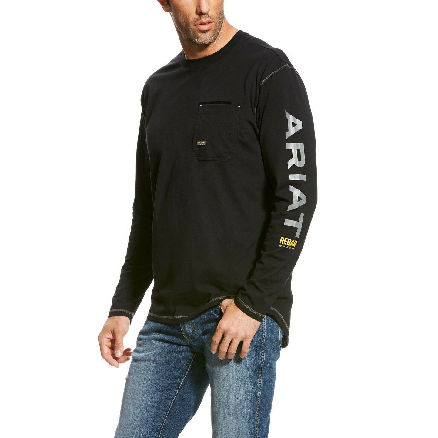 Ariat® Men's Black Rebar Workman Logo Long Sleeve Shirt 10023916