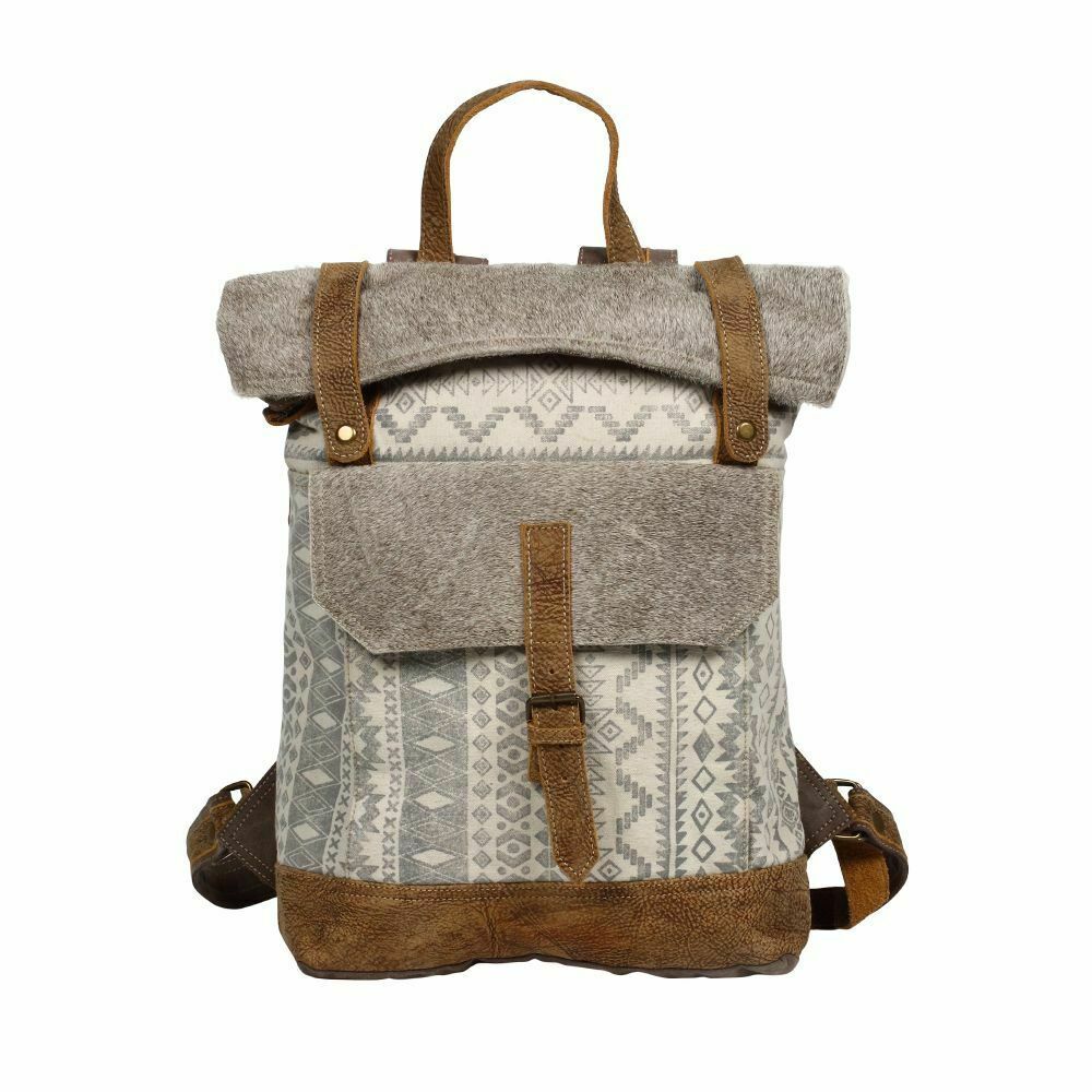 Myra Bag Classy Canvas & Hairon Leather Backpack Bag S-1237